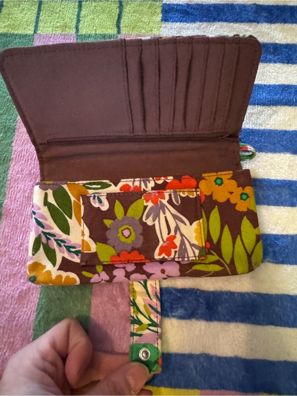 Floral Quilted Women's Wallet - Brown Multi